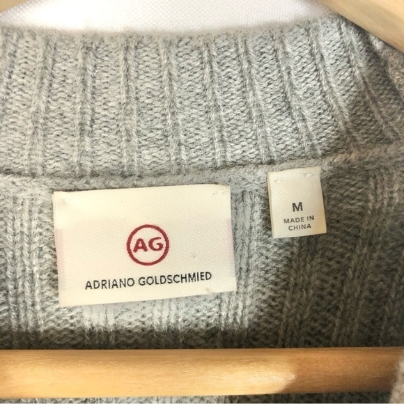AG Adriano Goldschmied Reign Gray Ribbed Wool Cashmere Midi Sweater Dress M - Picture 6 of 7